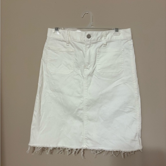 Madewell Dresses & Skirts - Madewell Women's 27 White Denim A-Line Skirt Frayed Hem Pockets Casual